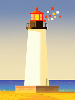 JPG 모래 바다 상징 컬러 일러스트 자연 하늘 지붕 등대 풍경 해변 빛 평화 일출 수중동물 일몰 구조물 풍경화 국내일러스트 AI일러스트 AI콘텐츠 동물 건축 컨셉 노을 그림 생태계 파일형식