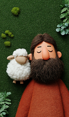 JPG 동물 편집이미지 남자 인형 자연 휴식 함께함 사랑 잔디 초원 장난감 평화 양 예수 편안함 오브젝트 비건 이미지편집 AI컴퓨터그래픽 AI콘텐츠 식물 감정 컨셉 포유류 사람 신_종교 감각 생태계 채식주의자 파일형식