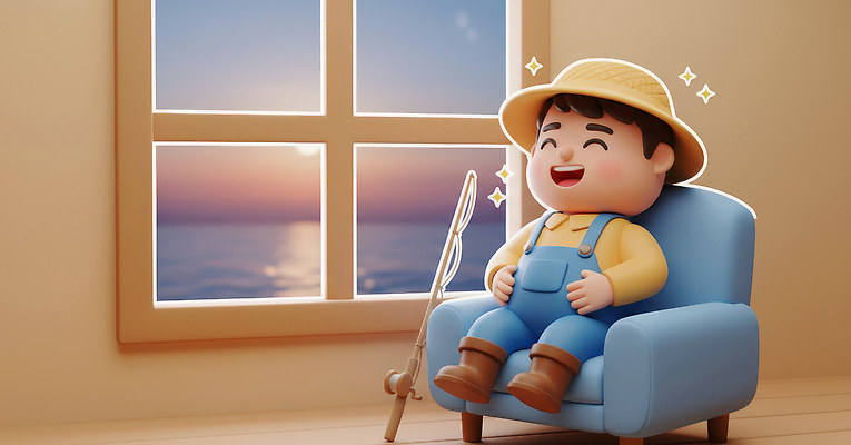 JPG 편집이미지 캐릭터 행복 어린이 바다 창문 낚시 조명 소년 일상 소파 일몰 낚싯대 어부 즐거움 장면 오후 편집3D AI컴퓨터그래픽 AI콘텐츠 직업 남자 감정 의자 레저 사람 라이프 3D 노을 낚시용품 파일형식