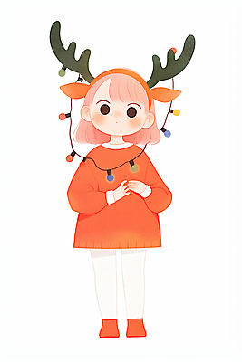 JPG 캐릭터 어린이 크리스마스 겨울 일러스트 전구 손잡이 웃음 소녀 장식 크리스마스트리 귀여움 머리띠 포근함 스웨터 팝아트 밝은색 색감 순록 국내일러스트 AI일러스트 AI콘텐츠 계절 여자 기념일 컨셉 상의 장신구 표정 사람 감각 그림 파일형식