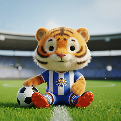 JPG 동물 편집이미지 캐릭터 공원 어린이 스포츠 축구공 모션 놀이 잔디 귀여움 축구 게임 호랑이 편집3D AI컴퓨터그래픽 AI콘텐츠 식물 공공시설 컨셉 공 축구용품 포유류 사람 3D 구기 파일형식