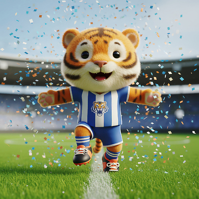 JPG 동물 편집이미지 기념일 어린이 스포츠 잔디 축제 축구 경기장 기쁨 축하 호랑이 테이프 마스코트 편집3D AI컴퓨터그래픽 AI콘텐츠 식물 감정 컨셉 포유류 스포츠시설 문구용품 사람 이벤트 3D 구기 파일형식