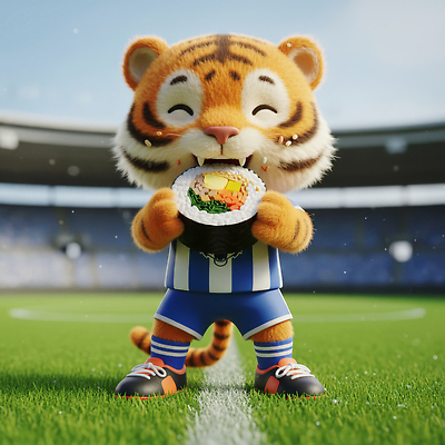 JPG 편집이미지 캐릭터 행복 어린이 음식 스포츠 유니폼 놀이 미소 잔디 귀여움 축구 초밥 봉사 호랑이 편집3D AI컴퓨터그래픽 AI콘텐츠 식물 옷 감정 컨셉 포유류 표정 사람 3D 구기 도움 일본음식 파일형식