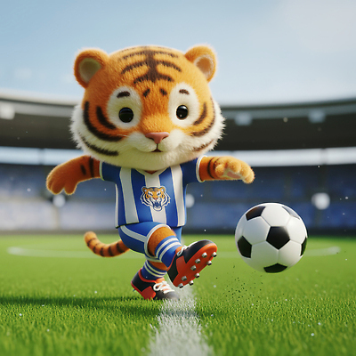 JPG 편집이미지 캐릭터 어린이 스포츠 유니폼 공 잔디 운동 귀여움 미식축구 축구 게임 호랑이 즐거움 활기 편집3D AI컴퓨터그래픽 AI콘텐츠 식물 옷 감정 컨셉 포유류 놀이 건강 사람 3D 구기 파일형식