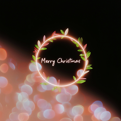 JPG 편집이미지 크리스마스 겨울 전구 나뭇잎 선물 장식 초록색 빛 반짝임 축제 어둠 축하 원형 메시지 분위기 크리스마스리스 이미지편집 AI컴퓨터그래픽 AI콘텐츠 도형 계절 기념일 컬러 컨셉 잎 모션 화환 파일형식