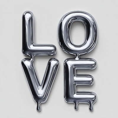 JPG 편집이미지 문자 디자인 예술 백그라운드 사랑 반짝임 조형물 금속 표현 실버 설치미술 창의력 편집3D AI컴퓨터그래픽 AI콘텐츠 노년 감정 모션 재질 미술 3D 파일형식