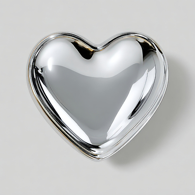 JPG 모양 편집이미지 식기 접시 디자인 예술 탁자 장식 인테리어 반사 금속 하트 오브젝트 모던 심플 광택 편집3D AI컴퓨터그래픽 AI콘텐츠 가구 재질 3D 파일형식