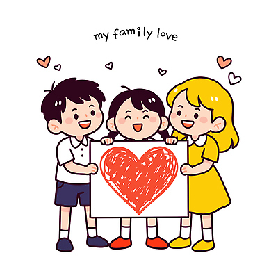 행복 어린이 컬러 포즈 일러스트 가족 관계 모션 함께함 사랑 웃음 친구 축제 하트 메시지 즐거움 애정표현 그림 긍정적 국내일러스트 AI파일 모양 감정 컨셉 표정 사람 표현 파일형식 벡터