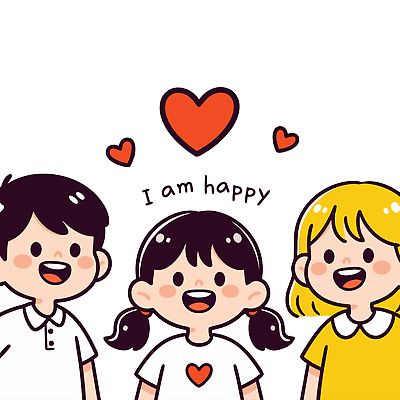 캐릭터 행복 감정 어린이 일러스트 관계 놀이 표정 사랑 웃음 친구 기쁨 아기 즐거움 순간 국내일러스트 AI파일 사람 파일형식 벡터