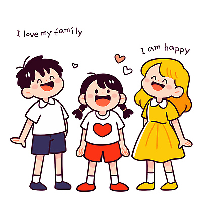 행복 감정 어린이 컬러 일러스트 가족 놀이 표정 사랑 웃음 친구 기쁨 긍정 소통 성격 순간 국내일러스트 AI파일 컨셉 관계 사람 파일형식 벡터