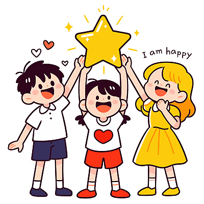 패션 행복 별 어린이 상징 컬러 일러스트 모션 놀이 협력 웃음 여름 친구 노란색 기쁨 도전 게임 즐거움 국내일러스트 AI파일 자연요소 계절 감정 관계 표정 사람 파일형식 벡터