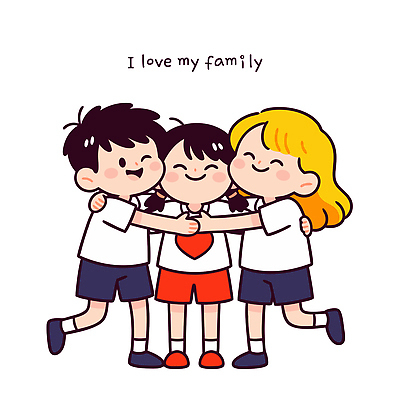 행복 감정 어린이 일러스트 학교 가족 관계 포옹 상상 놀이 사랑 웃음 일상 친구 표현 그룹 즐거움 국내일러스트 AI파일 교육 안기 표정 사람 라이프 파일형식 벡터