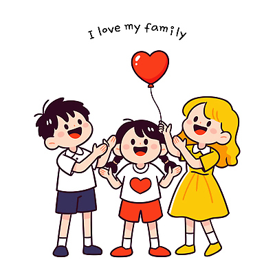 행복 감정 어린이 일러스트 장난 가족 놀이 사랑 웃음 생활 친구 하트 즐거움 풍선 조화 소통 긍정적 국내일러스트 AI파일 모양 컨셉 관계 표정 사람 파일형식 벡터