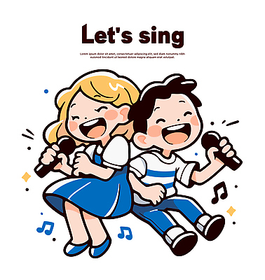 교육 음악 일러스트 노래 모션 놀이 함께함 웃음 친구 표현 아기 마이크 즐거움 그림 소통 동심 국내일러스트 AI파일 감정 음향기기 컨셉 관계 문화예술 표정 사람 파일형식 벡터