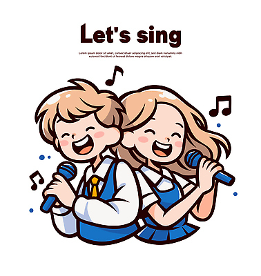 캐릭터 행복 어린이 음악 일러스트 노래 모션 대화 미소 웃음 이벤트 여름 친구 공연 무대 표현 마이크 즐거움 리듬 주목 국내일러스트 AI파일 계절 감정 음향기기 관계 문화예술 표정 말하기 사람 파일형식 벡터