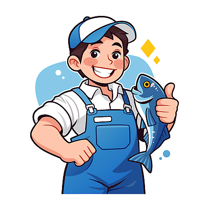 행복 어린이 바다 일러스트 모션 자연 작업복 어류 어업 미소 웃음 소년 해변 일상 여름 환경 기쁨 어부 해산물 농어 어획 국내일러스트 AI파일 직업 옷 계절 남자 감정 산업 표정 사람 라이프 수중동물 생태계 파일형식 벡터