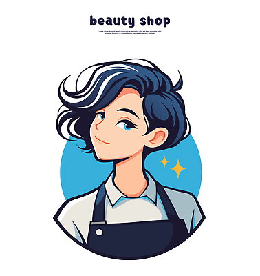 헤어스타일 일러스트 짧은머리 미소 화장 뷰티 머리카락 유행 미용실 이발 고객 서비스 부드러움 환영 스타일리스트 스타일링 세련 국내일러스트 AI파일 표정 머리 감각 뷰티샵 파일형식 벡터