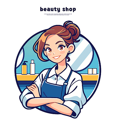 일러스트 화장 뷰티 머리카락 화장품 장비 작업 자신감 분위기 미용실 뷰티샵 편안함 미용사 고객 서비스 스킨케어 스타일 국내일러스트 AI파일 직업 감정 컨셉 머리 상점 감각 파일형식 벡터