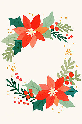 JPG 식물 디자인 꽃 컬러 잎 크리스마스 겨울 일러스트 자연 따뜻함 장식 빨간색 초록색 축제 상록수 포인세티아 브로치 연말 테마 일러캐릭터 AI일러스트 AI콘텐츠 캐릭터 계절 기념일 장신구 생태계 파일형식