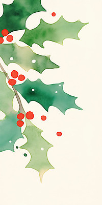 JPG 열매 예술 컬러 백그라운드 잎 크리스마스장식 크리스마스 겨울 일러스트 자연 수채화 장식 빨간색 초록색 물감 그림 포인세티아 뷰티풀 일러캐릭터 AI일러스트 AI콘텐츠 식물 캐릭터 계절 기념일 꽃 미술도구 생태계 파일형식