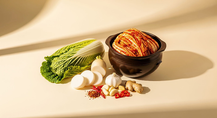 JPG 편집이미지 한식 채소 재료 고추 김치 건강 마늘 요리 전통음식 무 배추 발효 생강 편집실사 전통 음식 뿌리채소 CG 파일형식