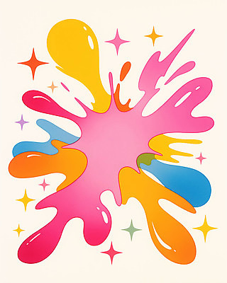 JPG 모양 디자인 예술 컬러 백그라운드 일러스트 물감 표현 화려 액체 결합 메인 즐거움 조화 창의성 스플래쉬 키치 국내일러스트 AI일러스트 AI콘텐츠 감정 컨셉 미술도구 파일형식