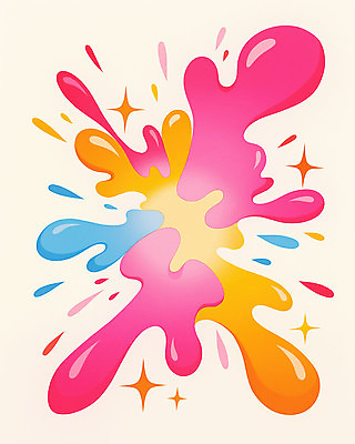 JPG 디자인 예술 분홍색 컬러 백그라운드 일러스트 모션 추상 파란색 노란색 물감 에너지 표현 화려 튀는물 장면 화합 비율 창의성 스플래쉬 키치 국내일러스트 AI일러스트 AI콘텐츠 컨셉 무늬 미술도구 액체표현 파일형식