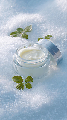 JPG 식물 편집이미지 겨울 자연 건강 깨끗함 화장품 차가움 민트 크림 장면 스킨케어 보습 뷰티풀 편집실사 AI컴퓨터그래픽 AI콘텐츠 계절 컨셉 뷰티 허브 CG 생태계 파일형식