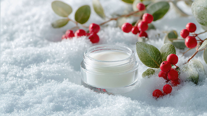 JPG 편집이미지 잎 겨울 자연 풍경 뷰티 화장품 촉촉함 크림 스킨케어 보습크림 뷰티풀 편집실사 AI컴퓨터그래픽 AI콘텐츠 식물 계절 젖음 CG 생태계 파일형식