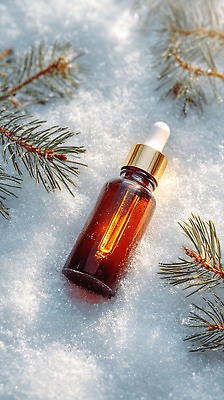 JPG 편집이미지 겨울 자연 가지 유리병 장식 뷰티 갈색 고요 화장품 공간 소나무 상품 천연 스킨케어 편집실사 AI컴퓨터그래픽 AI콘텐츠 나무 계절 컬러 채소 병_용기 CG 생태계 파일형식