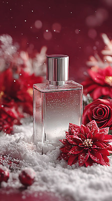 JPG 편집이미지 디자인 꽃 백그라운드 크리스마스 겨울 자연 장식 빨간색 분위기 향수 순수 향기 뷰티풀 편집실사 AI컴퓨터그래픽 AI콘텐츠 식물 계절 기념일 컬러 컨셉 화장품 CG 생태계 냄새 파일형식