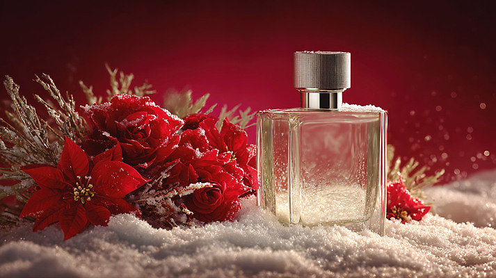 JPG 편집이미지 꽃 감정 백그라운드 크리스마스 겨울 자연 장식 매력적 향수 장면 조화 포인세티아 뷰티풀 편집실사 AI컴퓨터그래픽 AI콘텐츠 식물 계절 기념일 컨셉 화장품 CG 생태계 파일형식