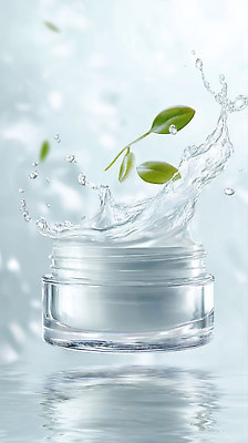 JPG 편집이미지 잎 자연 물 뷰티 화장품 피부 원료 스킨케어 수분크림 탄력 수분_꽃가루 편집실사 AI컴퓨터그래픽 AI콘텐츠 자연요소 식물 신체부위 CG 생태계 파일형식