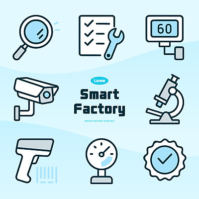 아이콘 기호 공장 기술 관리 안전 자료 기계 보안 시스템 공정 2D아이콘 AI파일 문자 공업 파일형식 벡터