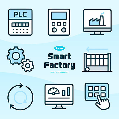 아이콘 공장 기술 관리 컴퓨터 모니터 자료 기계 회전 시스템 자동화 2D아이콘 AI파일 공업 전자제품 파일형식 벡터