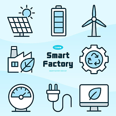 아이콘 공장 환경 모니터 기계 재활용 에너지 풍력에너지 플러그 전기에너지 건전지 태양에너지 기어 2D아이콘 AI파일 공업 컴퓨터 그린에너지 친환경 파일형식 벡터