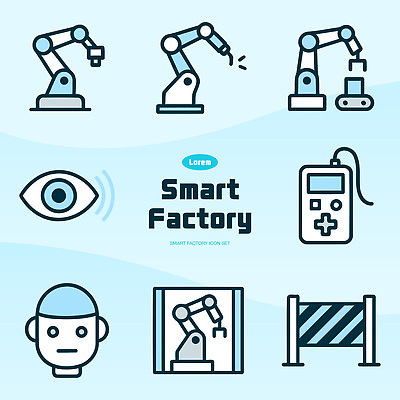 아이콘 산업 공장 기술 기계 작업 로봇 로봇산업 용접 자동화 2D아이콘 AI파일 공업 파일형식 벡터
