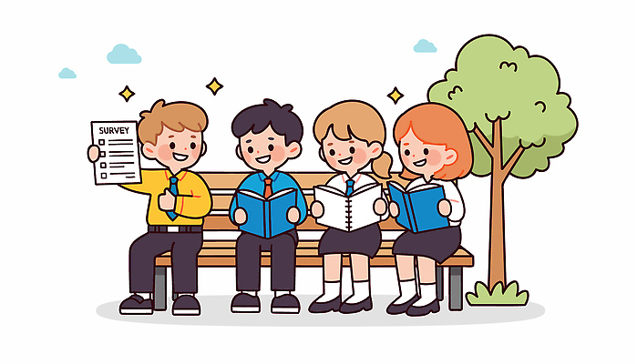 나무 학생 공원 벤치 일러스트 모션 청소년 자연 하늘 협력 여름 친구 학습 독서 햇빛 기록 즐거움 그림책 소통 설문조사 설문지 독서모임 국내일러스트 AI파일 식물 계절 공공시설 교육 감정 컨셉 의자 관계 사람 책 태양 생태계 파일형식 벡터