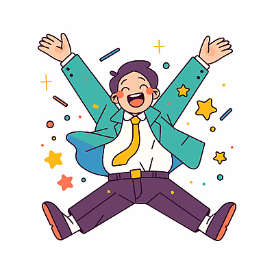 행복 감정 별 얼굴 일러스트 비즈니스 모션 웃음 정장 소년 반짝임 달리기 기쁨 자유 축하 표현 직장인 즐거움 순간 국내일러스트 AI파일 자연요소 직업 옷 남자 어린이 컨셉 표정 신체부위 파일형식 벡터