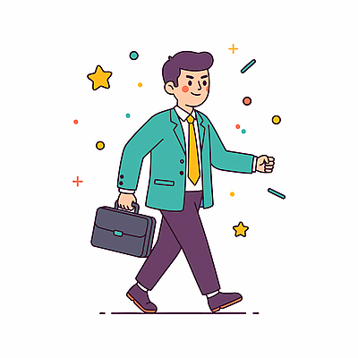 캐릭터 남자 길 컬러 서류가방 일러스트 회사 비즈니스 정장 걷기 환경 활발 사무 점 직장인 스타 단순화된 전문 스타일 국내일러스트 AI파일 직업 옷 컨셉 가방 모션 사람 업무 파일형식 벡터