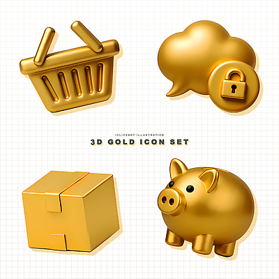 PSD 편집이미지 자물쇠 대화 쇼핑 세트 3D 바구니 저축 저금통 금색 돼지 심볼 모던 보안 편집3D 컬러 포유류 말하기 안전 금융 디지털합성 파일형식