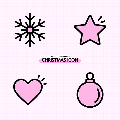 아이콘 디자인 계절 별 분홍색 크리스마스 겨울 기념 따뜻함 장식 하트 눈송이 2D아이콘 AI파일 자연요소 모양 기념일 컬러 눈_날씨 파일형식 벡터
