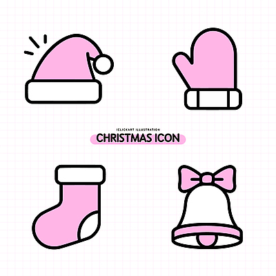 아이콘 디자인 감정 분홍색 장갑 크리스마스 겨울 선물 장식 축제 종 스타킹 연휴 2D아이콘 AI파일 잡화 옷 계절 기념일 컬러 공휴일 파일형식 벡터