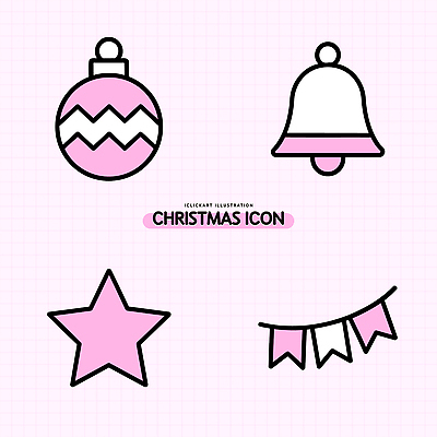 아이콘 디자인 계절 별 분홍색 크리스마스 장식 크리스마스트리 축제 종 깃발 휴일 2D아이콘 AI파일 자연요소 기념일 컬러 파일형식 벡터