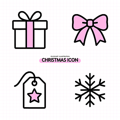 아이콘 디자인 리본 분홍색 크리스마스장식 크리스마스 겨울 선물포장 선물 장식 꼬리표 축제 눈송이 2D아이콘 AI파일 계절 기념일 컬러 포장 눈_날씨 라벨 파일형식 벡터