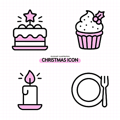 아이콘 접시 기념일 포크 크리스마스 촛불 디저트 이벤트 장식 파티 케이크 컵케이크 오브젝트 2D아이콘 AI파일 식기 음식 초 파일형식 벡터