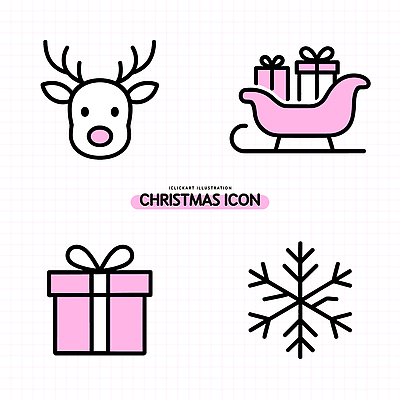 아이콘 행복 감정 크리스마스 겨울 가족 선물 장식 친구 축제 눈송이 썰매 순록 연말 2D아이콘 AI파일 계절 기념일 관계 눈_날씨 파일형식 벡터