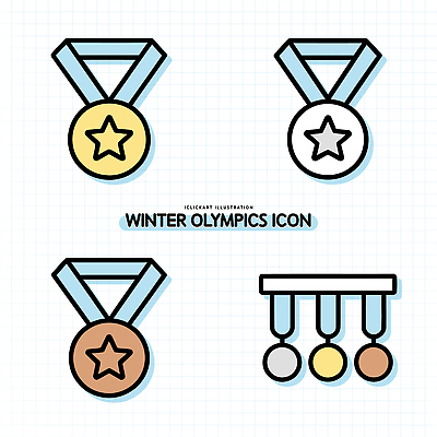 아이콘 디자인 스포츠 상징 컬러 경쟁 우승 수상_상을받음 메달 금메달 동메달 은메달 2D아이콘 AI파일 컨셉 최고 상_상패 파일형식 벡터
