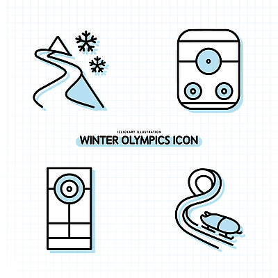 아이콘 디자인 스포츠 상징 올림픽 겨울 스키 운동 얼음 경쟁 썰매 트랙 슬로프 2D아이콘 AI파일 자연요소 계절 컨셉 겨울스포츠 스키장 건강 파일형식 벡터