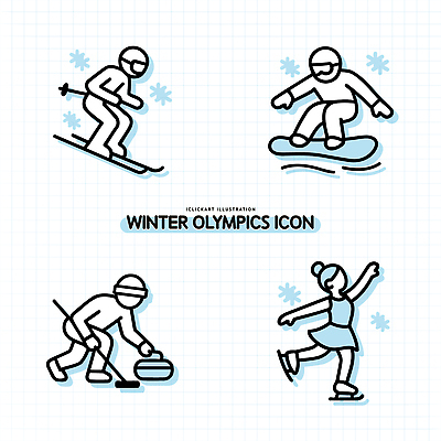 아이콘 디자인 스포츠 겨울 모션 스키 운동선수 동계올림픽 얼음 경쟁 스노우보드 피겨스케이팅 컬링 2D아이콘 AI파일 자연요소 계절 올림픽 컨셉 겨울스포츠 스케이팅 보드_스포츠 파일형식 벡터